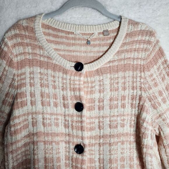 ANTHROPOLOGIE KNITTED & KNOTTED Plaid Boucle Cardigan Sweater Womens Size LG - Picture 4 of 8
